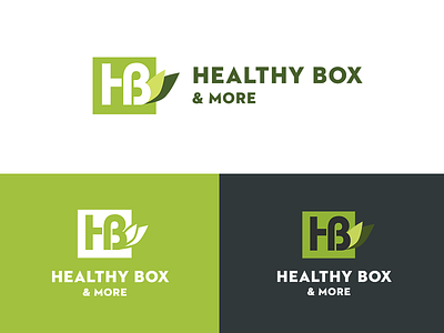 Healthy Box Logo V. 2 box branding design food fresh green healthy icon leaves logo type typography