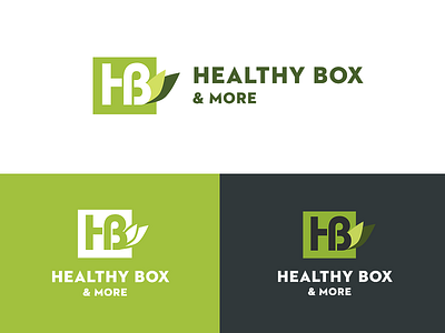 Healthy Box Logo V. 2 box branding design food fresh green healthy icon leaves logo type typography
