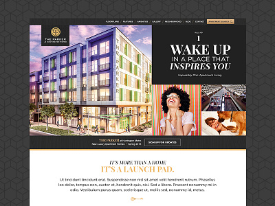 The Parker - Website Design black bold grid layout real estate typography ui ux web design website