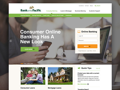 Bank Of The Pacific bank banking concept financial homepage responsive ui user interface web design webdesign website