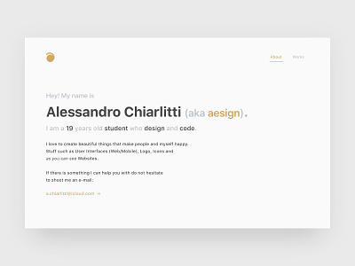 Portfolio — About about design gold interface portfolio ui userinterface web website
