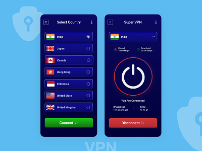 VPN App UI appui dribbble figma mobileui ui uidesign vpnapp vpnappui