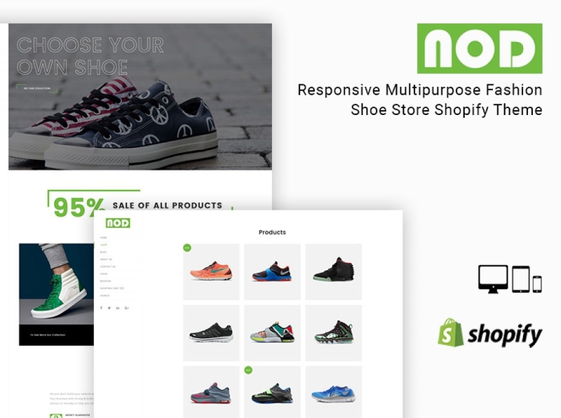 Nod Fashion Shoe Shopify Theme 3d animation branding design fashion shoe fashion theme graphic design icon illustration illustrator logo motion graphics responsive shopify shopify theme theme typography ui ux vector