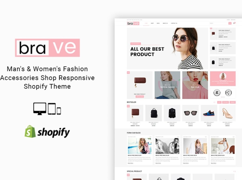 Brave Fashion Shop Shopify Theme 3d animation branding design fashion shop fashion theme graphic design icon illustration illustrator logo motion graphics responsive shopify shopify theme theme typography ui ux vector