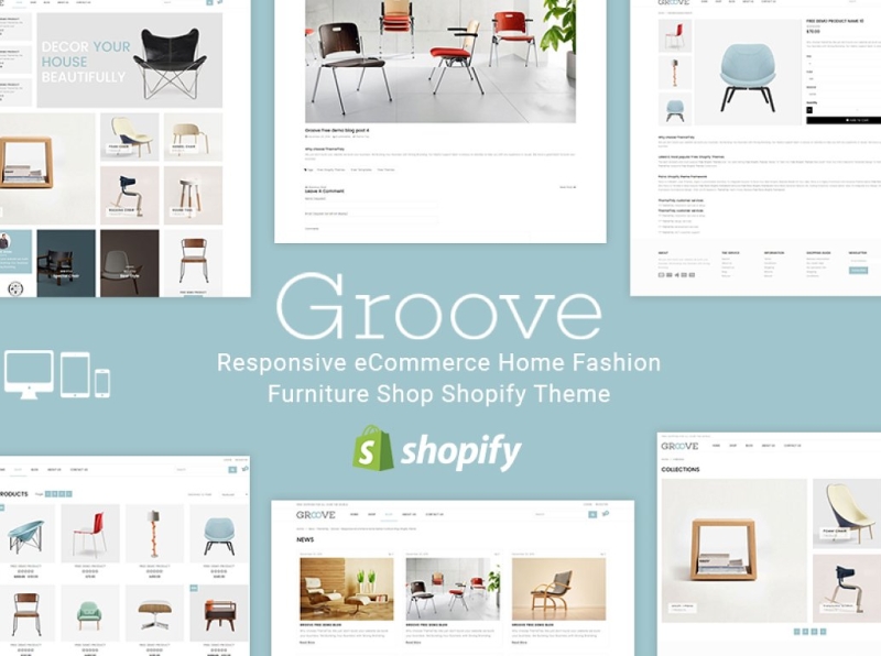 Groove Furniture Shop Shopify Theme 3d animation branding design furniture theme graphic design icon illustration illustrator logo motion graphics responsive responsive layout shopify shopify theme theme typography ui ux vector