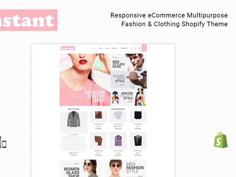 Instant Fashion Shop Shopify Theme 3d animation branding design fashion fashion shop graphic design icon illustration illustrator instant logo motion graphics shopify shopify theme theme typography ui ux vector