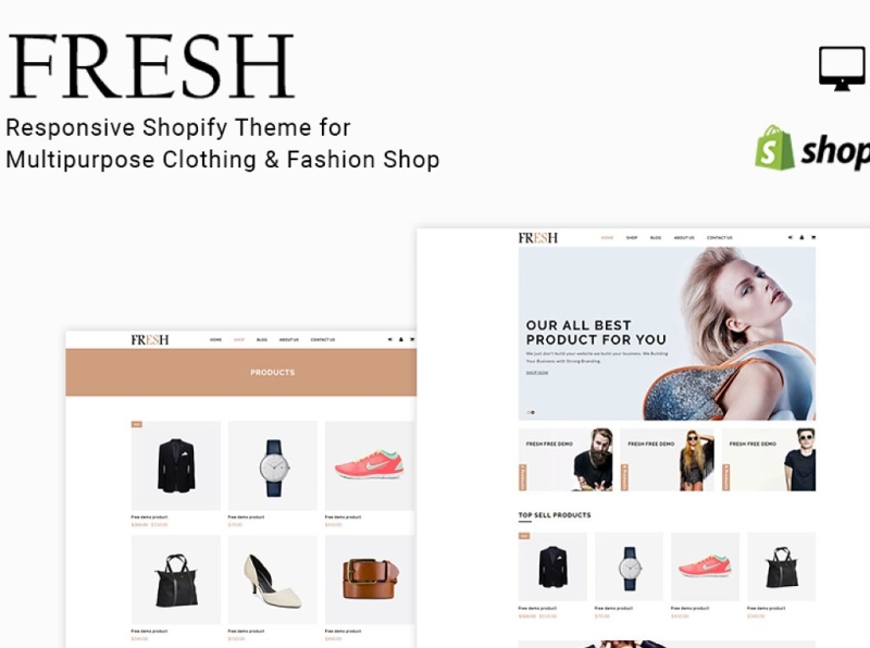 Fresh Clothing Fashion Shopify Theme 3d animation branding design graphic design icon illustration illustrator logo motion graphics responsive shopify shopify theme template theme typography ui ux vector