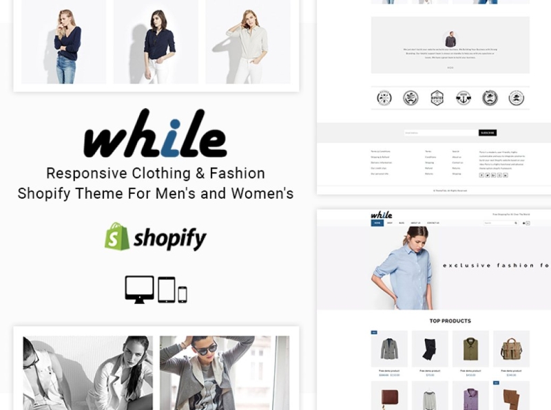 While Clothing Fashion Shopify Theme 3d animation branding design fashion shopify theme graphic design icon illustration illustrator logo motion graphics responsive responsive shopify theme shopify shopify theme theme typography ui ux vector