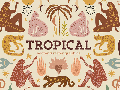 Tropical Bundle Clip art Collection 3d abstract animation branding clip art design doodle graphic design icon illustration illustrations illustrator jungle logo motion graphics tropical typography ui ux vector
