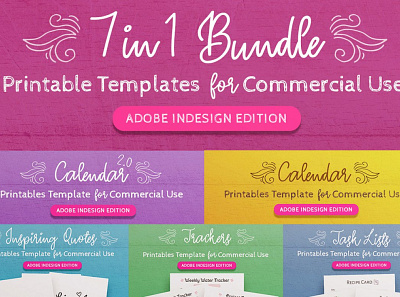 7 in 1 Bundle InDesign Templates 3d animation beautiful branding calendar calendar templates design graphic design icon illustration illustrator indesign indesign templates logo motion graphics template typography ui ux vector