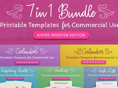 7 in 1 Bundle InDesign Templates 3d animation beautiful branding calendar calendar templates design graphic design icon illustration illustrator indesign indesign templates logo motion graphics template typography ui ux vector