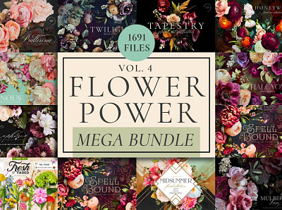 Flower Power Mega Bundle Vol 4 3d animation branding design graphic design icon illustration illustrator logo motion graphics typography ui ux vector