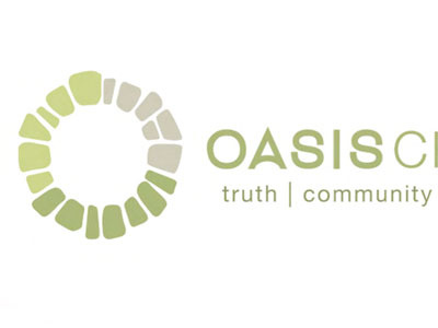 Oasis Logo brand church design green logo mosaic retro rocks