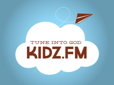 KIDZ.FM logo blue children church fun god kids logo design