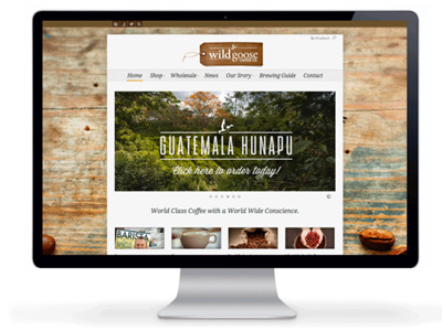 Wildgoose Coffee Company website design branding coffee csm design logo texture web design wood