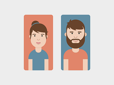 Guy and Girl beard character character design dude face girl guy illustration man woman