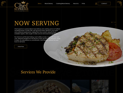 Meal Delivery Homepage for Chef Supreme branding design gold luxury ui uidesign webdesign website