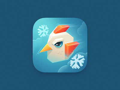 Bird Icon app art bird color cube cute game icon icon design illustration ios sky snow snowflake