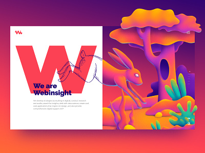 Part of my new work for Website Agency 2 agency artwork color design gradient hello illustration interface rabbit typography uiux web webdesign website wood