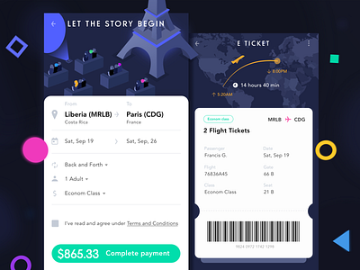 Flight booking cards flight app flight booking illustration isometric illustration mobile app