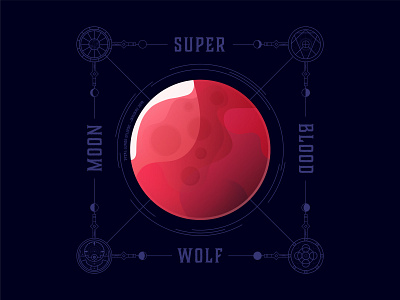 Super Blood Wolf Moon awesome blood design eclipse illustration lunar moon space super vector werewolf wolf
