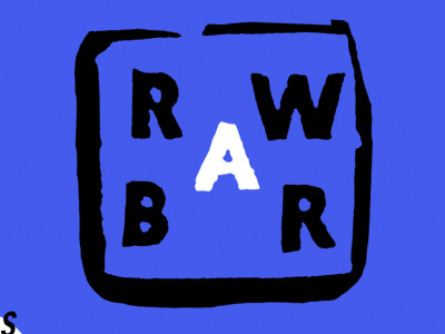 Raw Bar branding hand cut type lino cut logo restaurant
