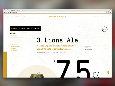 Beer Detail Page beer brewery design drunk ui web