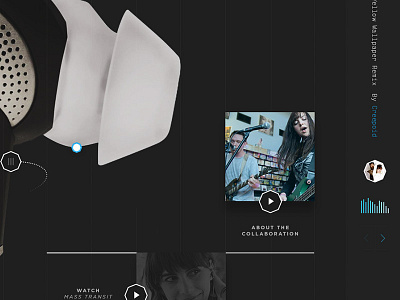 Microsite UI Elements audio black blue design microsite music octagons product ui web website