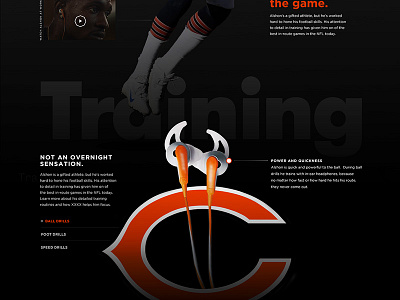 Da Bears. audio black chicago bears design nfl orange story typography ui ux web