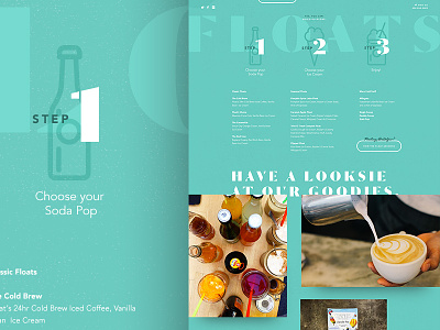 Icons & Menu Page Layout aqua design float ice cream icons menu pop soda ui ux web