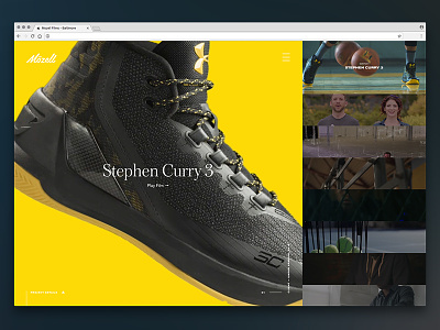 Video Driven Homepage design film homepage portfolio production company shoes ui under armour video web