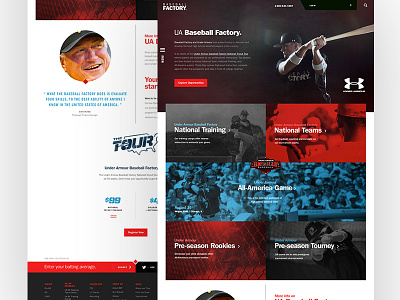 Under Armour Baseball Factory baseball cyan design landing page red ui web wordpress