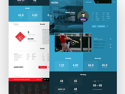 Player Profile Page baseball blue design icon profile stats ui under armour web