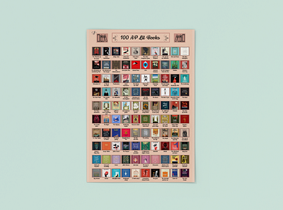 100 AP Literature Books Poster branding design graphic design illustration logo vector