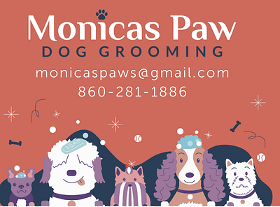 Monicas Paw Dog Grooming branding business cards design dog dog grooming graphic design illustration logo logo design modern sleek vector