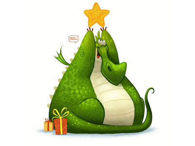 Herringbone artraf characters christmas dragon gift herringbone illustration new star surprise tree year
