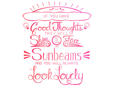 If You Have Good Thoughts cosmic hand drawn illustration mothers day pink quote roald dahl sunshine typography