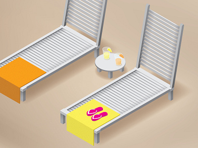 Still summer...! beach illustration isometric summer towels