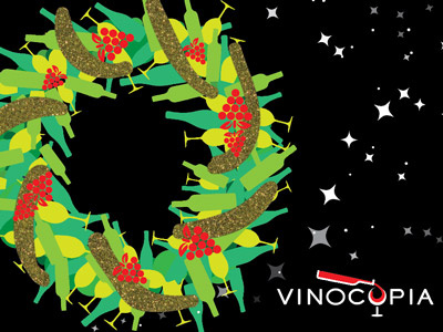 Vinocopia Holiday Card holiday card vector wine and spirits wreath