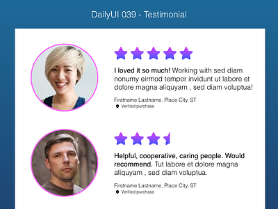 DailyUI 039 - Testimonial