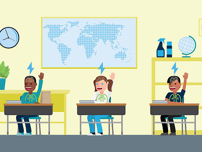 Kids in a classroom education graphics kids motion vector