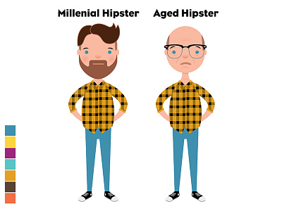 Aged Hipster aging animation hipster millenial vector