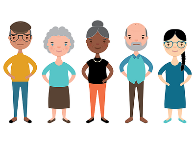 More Senior Citizens aging animation diversity vector