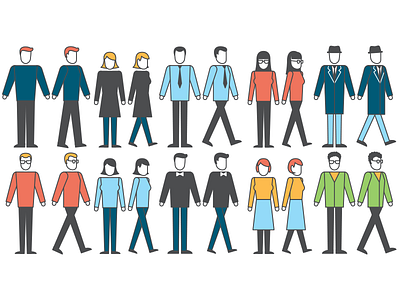 Walking Citizens animation characters vector