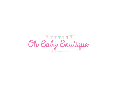 Oh Baby Boutique baby brand branding bunting calligraphy colour gift identity logo main pink seasonal