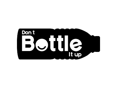 Don't Bottle It Up bottle brand branding charity concept design icon identity illustrator logo logotype mentalhealth smile sticker type