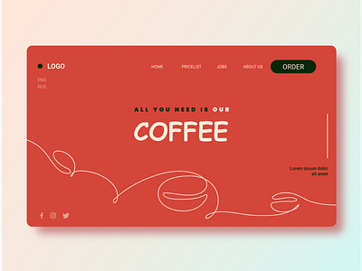 Design a landing page for a coffee shop branding bright coffee coffee beans design flavor graphic design illustration landing page line line art modern outline red shop smell vector website