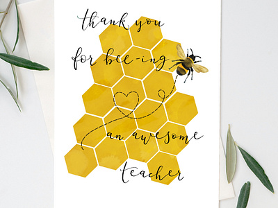 Thank you teacher greeting card design