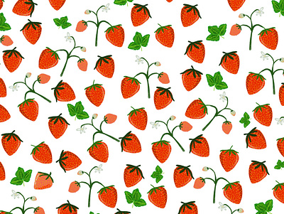 Strawberry plants design illustration pattern procreate app repeat pattern