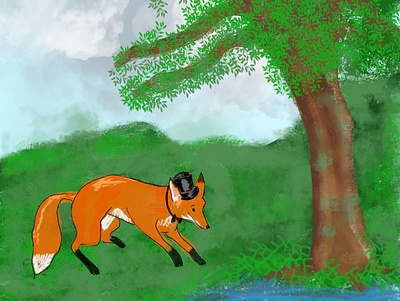 Fancy fox card design drawing greeting card illustration procreate app